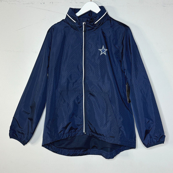 Dallas Cowboys Jackets & Blazers - Dallas Cowboys Michael Strahan NFL Windbreaker Hooded Jacket Women's Large NWT